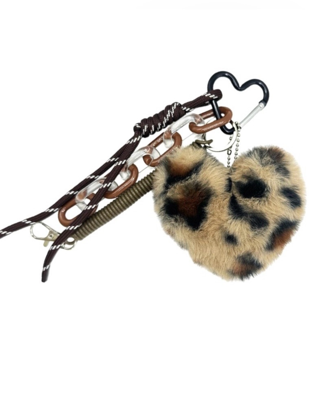 $28.00- Plush Leopard Heart Bag Charm Keychain